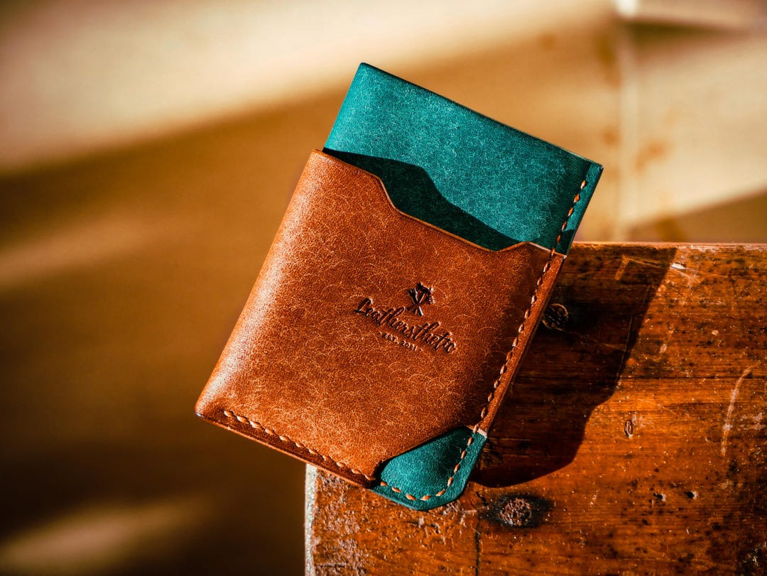 Premium Leather Men Card Wallet, Compact Slim Design, Everyday Carry ...