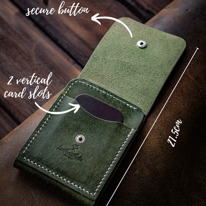 Leather Trifold Wallet, Men's Front pocket Wallet, Handmade, Personalized Cardholder image 7