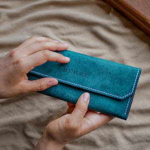 Cartera larga para mujer, monedero de cuero personalizado, regalo personalizado para ella, color personalizado, regalo especial para tu ser querido