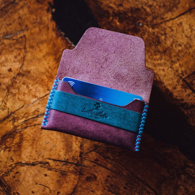 Cartera con bolsillo frontal, tarjetero delgado para entrenador, estuche para tarjetas de visita personalizado, elegante y compacto imagen 1