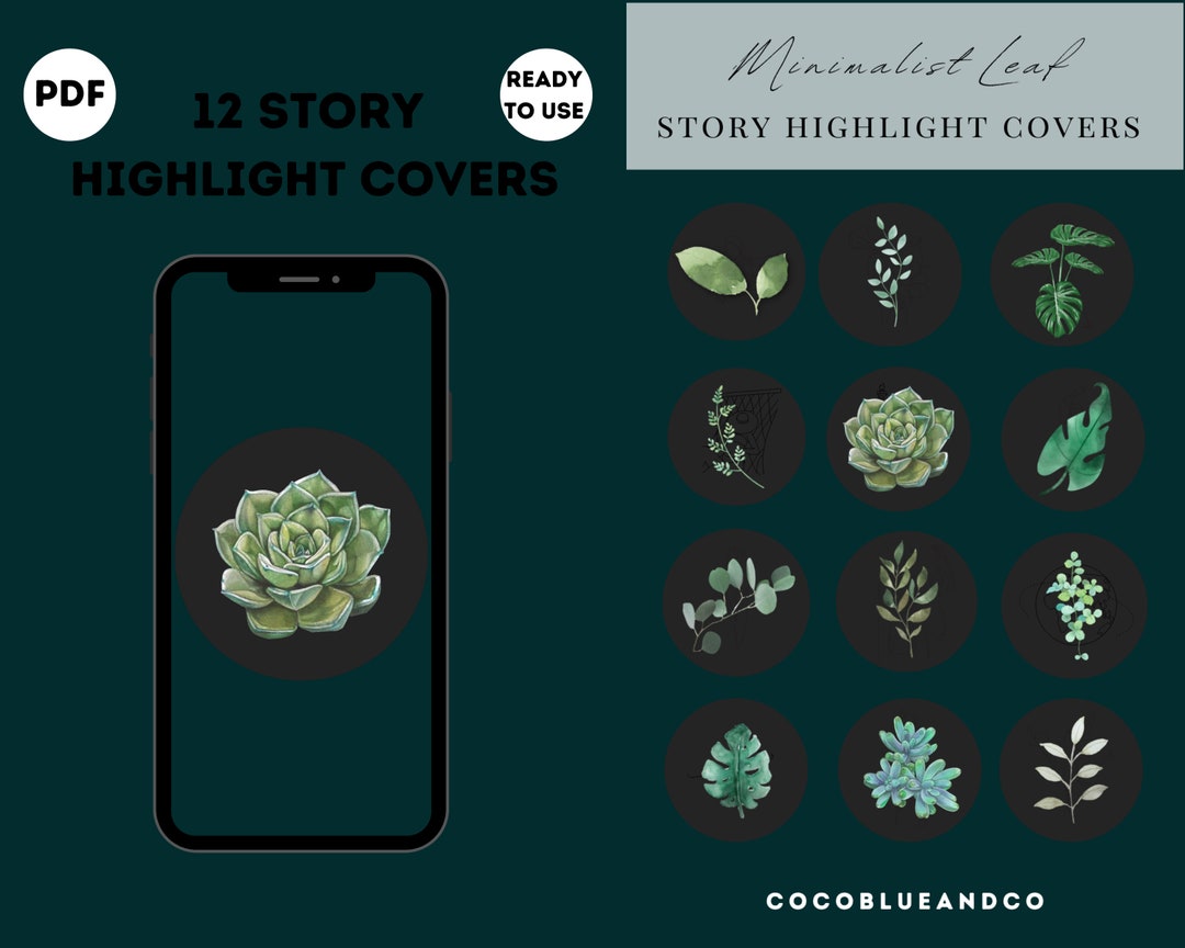 Minimalist Plant Highlight Covers Template Leaves and Etsy