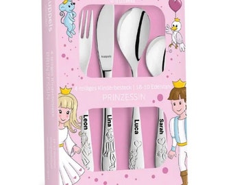 Kinderbesteck mit Gravur Name Taufe Kinder Weihnachtsgeschenk Prinzessin Mädchen