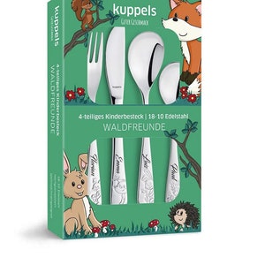 Children's cutlery with name engraving Forest Friends 4-piece personalized with engraving