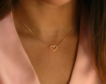 Necklace Golden Heart, Necklace with Heart Pendant Christmas Gift