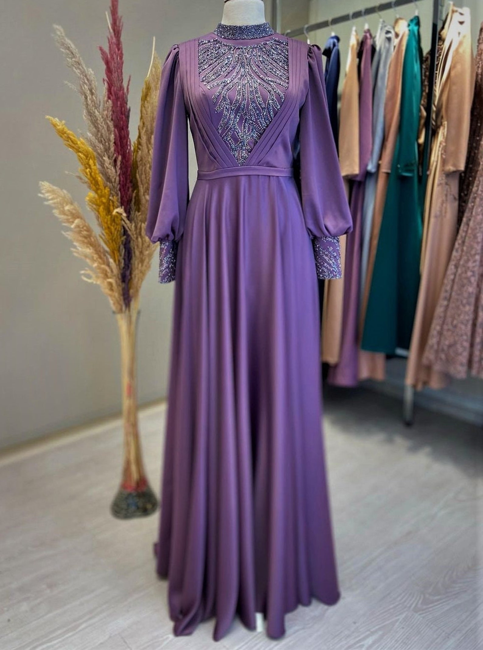 Muslim Wedding Dress Muslim Prom Satin Dress Maxi Dress - Etsy