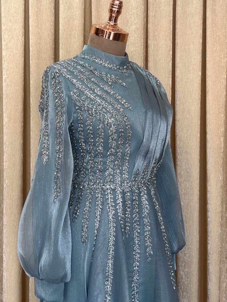 Organza Aqua Fabric Muslim Wedding Dress Islamic Wedding - Etsy
