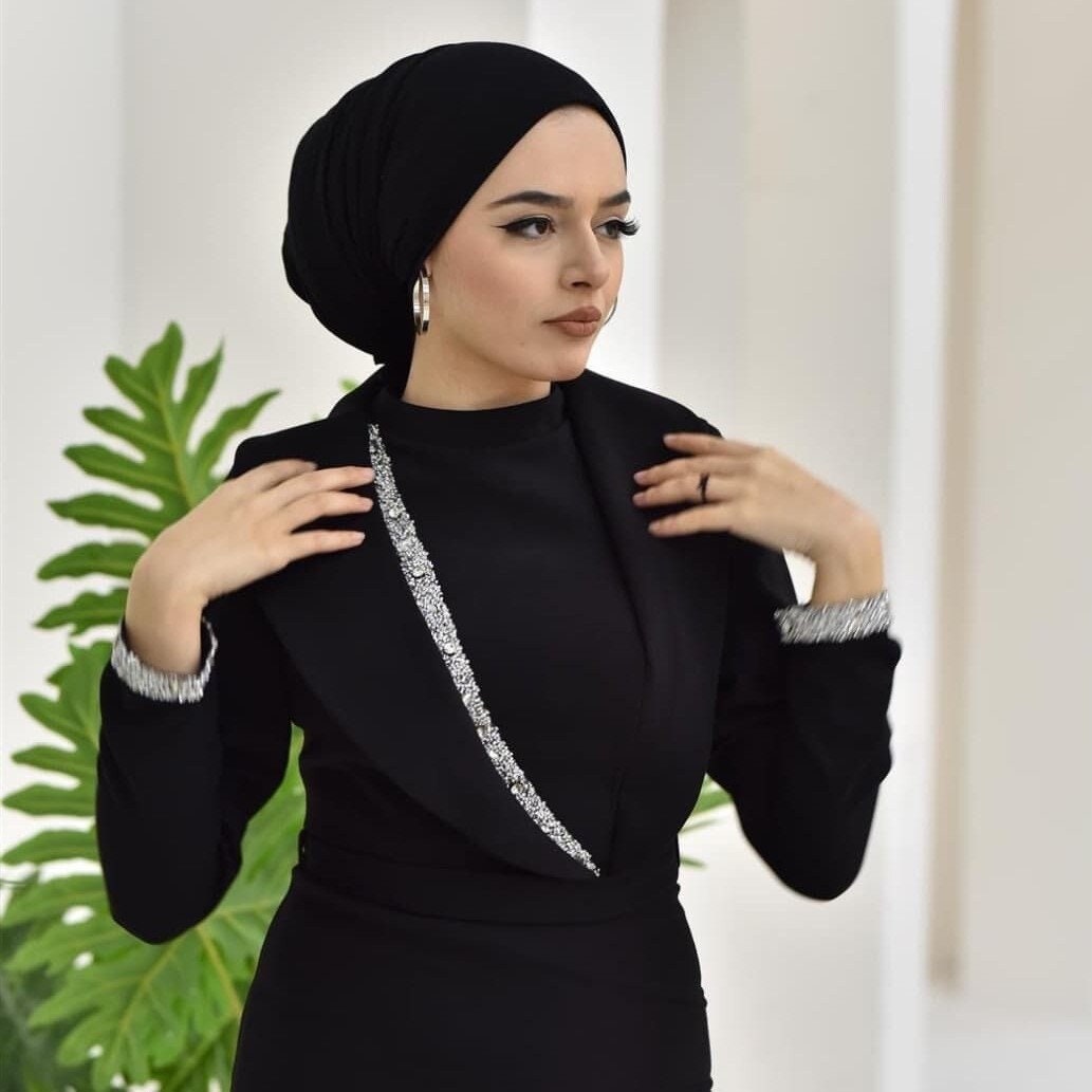Black dress with hot sale hijab