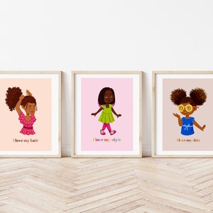 Empower Your Little Black Girl with Our Digital Nursery Wall Art | Little Girl Affirmations | Self Love Affirmations | Children's Wall Art