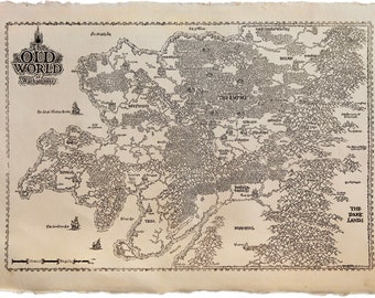 旧世界地図（ウォーハンマー） - 手描きのデッケルエッジ紙に