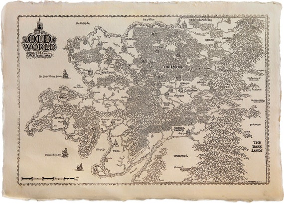 Warhammer ウォーハンマー オールドワールド マップ及びカード 英語版 旧世界地図(ウォーハンマー) - 手作りのデッケルエッジ紙に