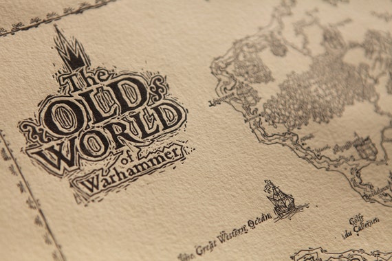 Warhammer ウォーハンマー　オールドワールド　マップ及びカード　 英語版 旧世界地図（ウォーハンマー） - 手描きのデッケルエッジ紙に
