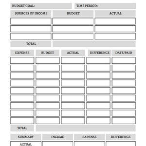 Paycheck Budget Digital Printable-Income Printable-Money Planning Printable-Financial Planner Printable-Savings Printable-Family Budgeting-