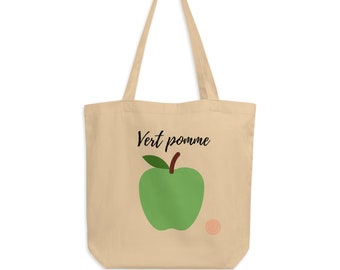 Cabas en toile. Sac fourre-tout en toile de coton. Sac shopping femme. Sac d'épicerie. Éco. Vert pomme. Cadeau pour maman