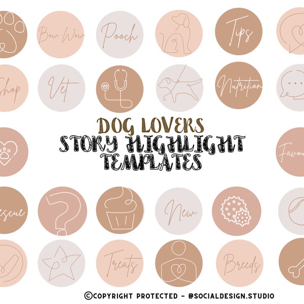 112 Dog Instagram Highlight Icons  Nude Tone IG Story Cover for Dog Parent, Breeder, Pet Sitter, Dog Walker or Trainer, Rescue Centre Owner