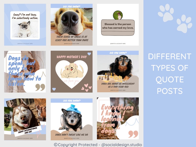 50 Dog Instagram Post Templates Canva Template pet Lovers Etsy
