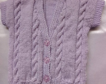 Vneck baby waistcoat in lilac.