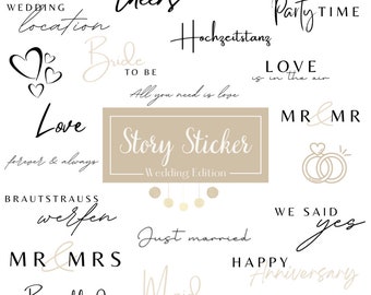 110+ Instagram Story Sticker | Wedding Edition | Instant Download