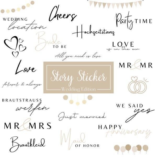 110+ Instagram Story Sticker | Wedding Edition | Instant Download