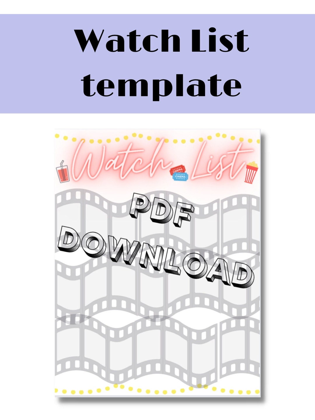 Watch List Template/printable for Digital Planning Ipad Etsy