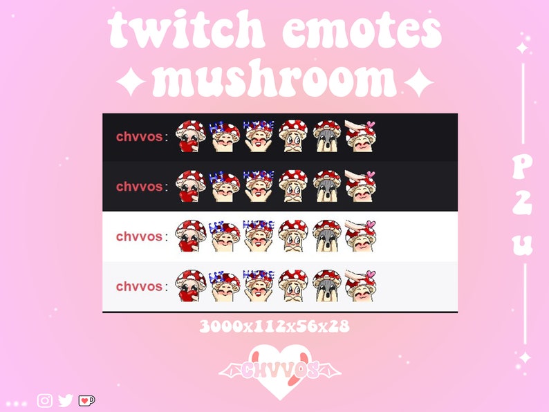 Cute Mushroom Emote Pack Mushroom Emotes Twitch Discord Etsy