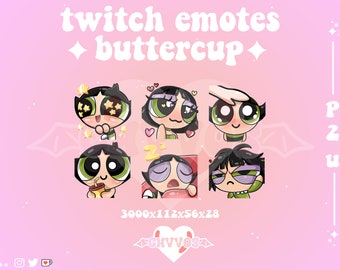 Cute Buttercup Emote Pack |  Powerpuff Girls Emotes | Buttercup | Twitch | Discord | Youtube | Cute Powerpuff Girls Emote Pack