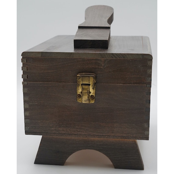 Vintage Wood Shoe Shine Box with Footrest, Shoe V… - image 4