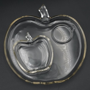 Vintage 1950s Hazel-Atlas Orchard Apple-Shaped Snack Plate & Coaster/Ashtray Set