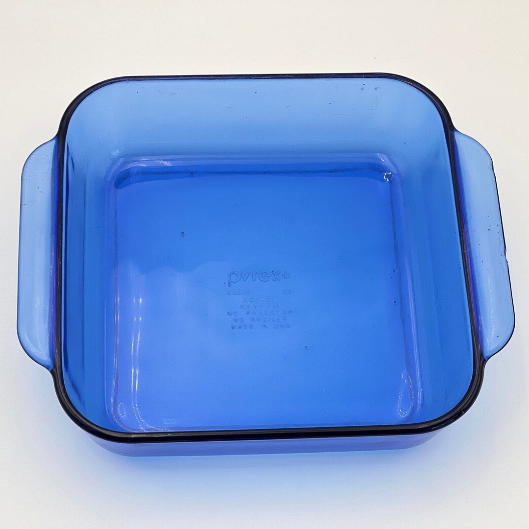 Vintage Pyrex 222R Originals Cobalt Blue 8 Square Baker Glass 2 Qt