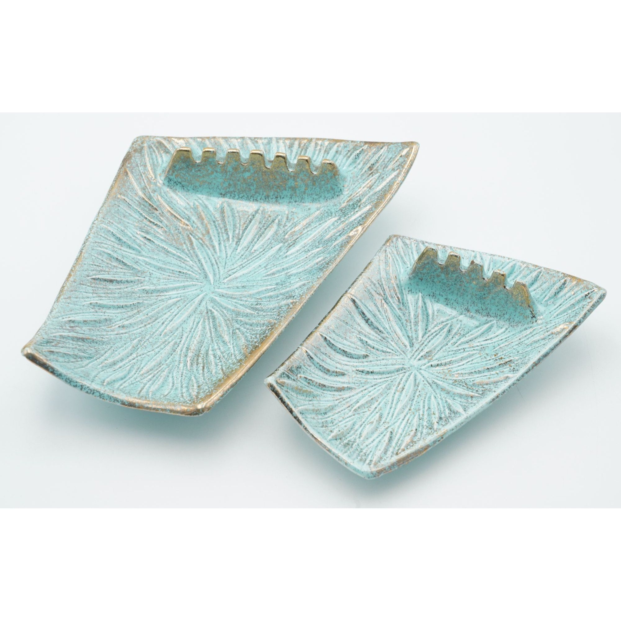 Vintage California Originals Pottery Blue & Gold Ashtray USA