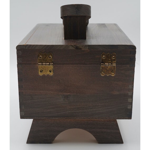Vintage Wood Shoe Shine Box with Footrest, Shoe V… - image 3