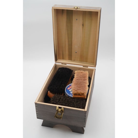 Vintage Wood Shoe Shine Box with Footrest, Shoe V… - image 5
