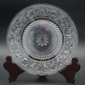 Vintage 1960s DUNCAN & MILLER Glass Sandwich Clear 8&quot; Luncheon Plate