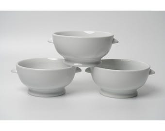 Vintage Apilco Sevres Footed Bouillon Bowl with Handles Set of 3 *READ*