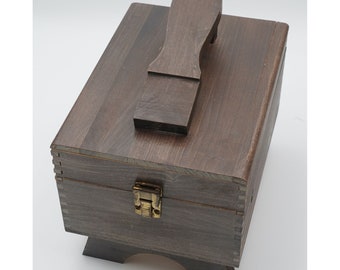 Vintage Wood Shoe Shine Box with Footrest, Shoe Valet with Brushes & Polish Oils