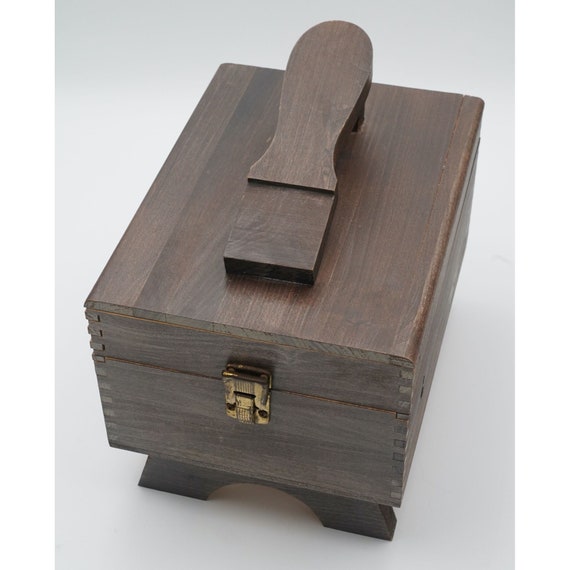 Vintage Wood Shoe Shine Box with Footrest, Shoe V… - image 1