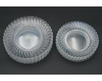 Vintage 1960 Fostoria Colony Clear Glass Swirl Prato de salada de 7,25&quot;, Prato de almoço de 8,5&quot; *PICK*