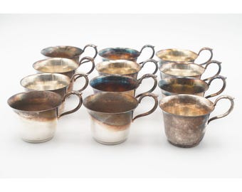Vintage Webster Wilcox Silberplatte Bowlebecher 12er Set International Silver Co.