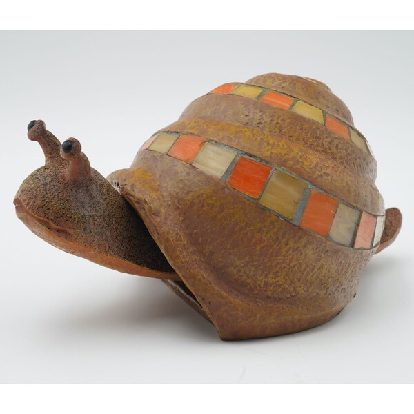 Vintage Handmade Stoneware Snail Figurine Sculpture Bobble Head and Tail Large Garden Decor