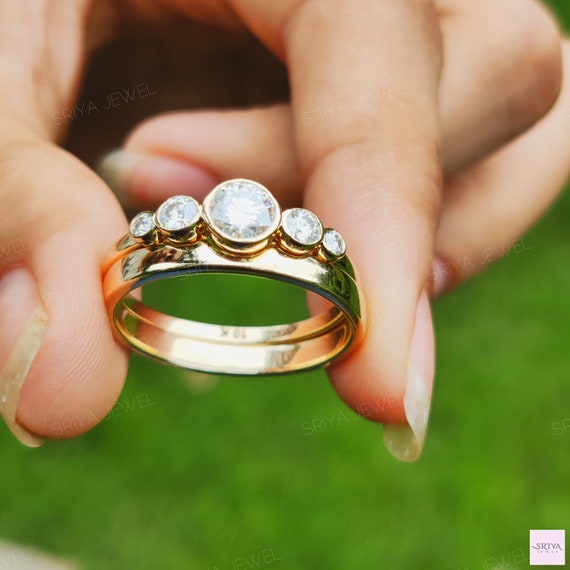 Bezel Set Moissanite Ring with Split Shank #GTJ3844-round-fo-w - Gerry The  Jeweler