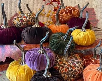 Small Fabric Pumpkins, Velvet Pumpkins, Chenille Pumpkins, Autumn Decor, Stuffed Pumpkins, Pumpkin Decor, Harvest Decor, Fall Pumpkins