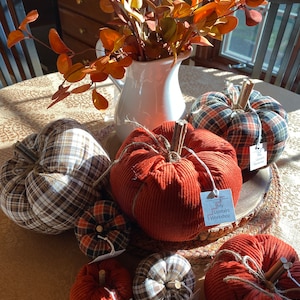 Fabric Pumpkins, Plaid Pumpkins, Corduroy Pumpkins, Fall Decor, Decorative Pumpkins, Stuffed Pumpkins, Autumn Decorations, Harvest Decor