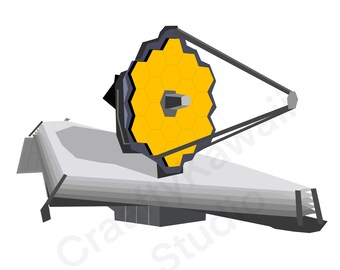 Conception du télescope spatial James Webb - SVG, PNG, JPG inclus, Téléchargement numérique, Téléchargement instantané, Utilisation commerciale