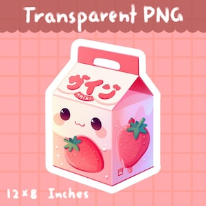 Strawberry milk carton - PNG, Digital Download, Clipart, Commercial use