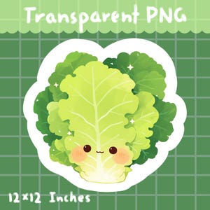 Cute Lettuce- PNG, Digital Download, Clipart, Commercial use