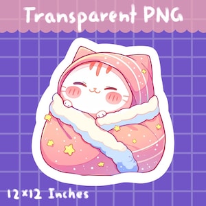 Cat in Blanket- PNG, Digital Download, Clipart, Commercial use