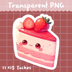 Erdbeerkuchen - PNG, digitaler Download, Clipart, kommerzielle Nutzung