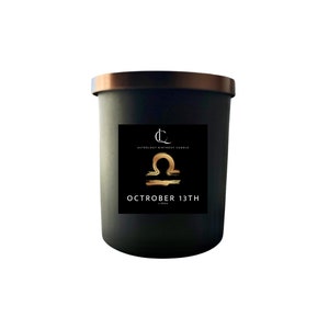 Libra Astrology Candle | Personalized Birthday Candle | Handmade Soy Candle | Black Candle Jar | Home Fragrance & Decor Candles