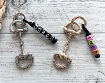 Bit keychain, personalized keychain with name, horse keychain, horse riding gift, horse bit, personalized keychain