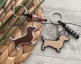 Personalized Dachshund Keychain, 3D Printed Keychain, Dachshund Pendant with Name, Bag Charm, Dachshund Gift