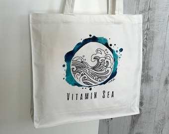 Stofftasche, Tragetasche, Vitamin Sea, Einkaufstasche, Strandtasche, Jutebeutel, Baumwolltasche, Tasche bedruckt, Baumwolle Canvas